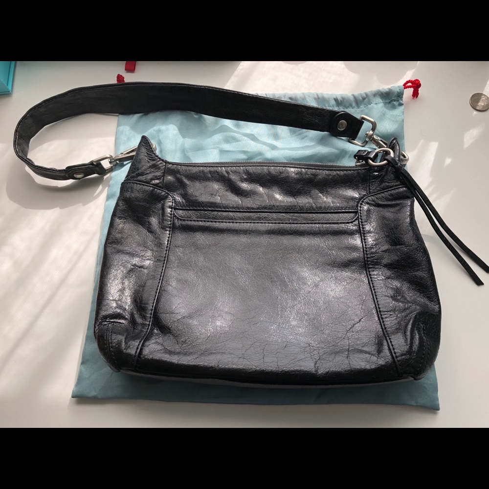 Soft, vintage finish HOBO black leather handbag